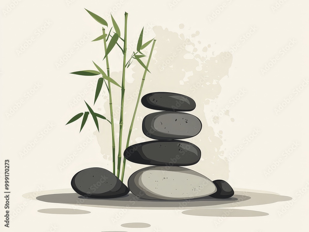 nspirational zen quote with a minimalist zen garden illustration featuring stones and bamboo, creating a calm and meditative Facebook post. nspirational zen quote with a minimalist zen garden illustration featuring stones and bamboo, creating a calm and meditative Facebook post.