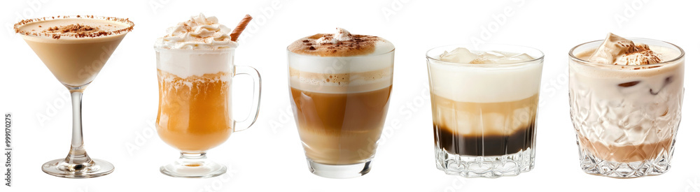 Winter drinks png cut out element set Winter drinks png cut out element set
