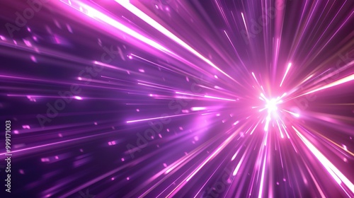 Abstract Purple and White Light Rays Converging on a Bright Center