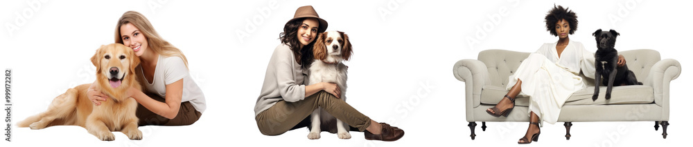 Diverse women sitting png cut out element set Diverse women sitting png cut out element set