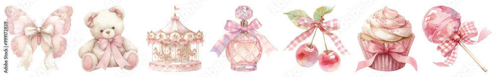 pink coquette png cut out element set pink coquette png cut out element set