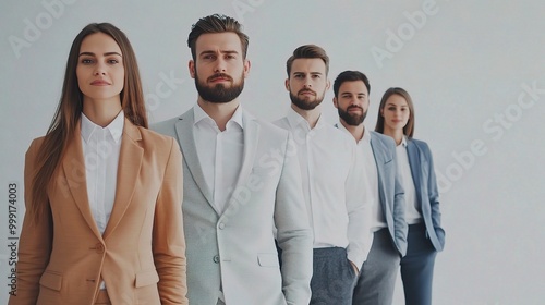 Group of Professionals in Formal Attire Posing Together photo