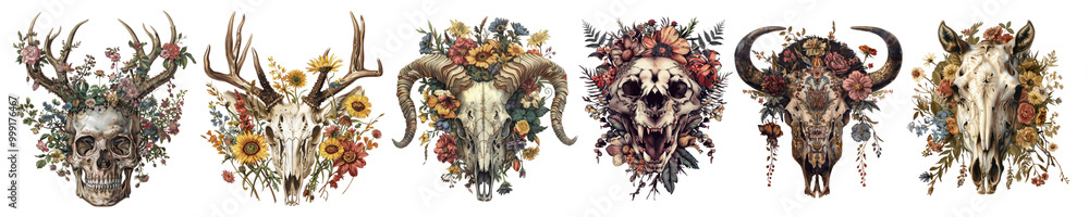 Obraz premium Majestic skull png cut out element set