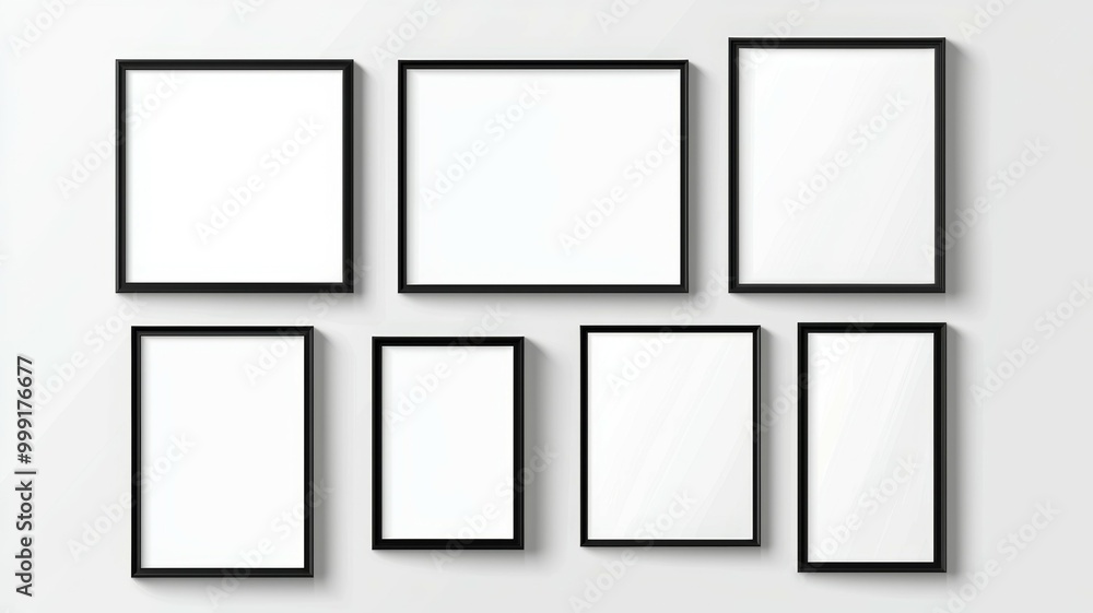 A row of black frames with white borders A row of black frames with white borders