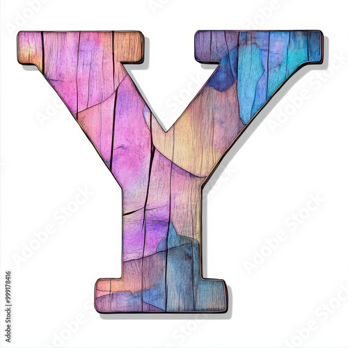 Wallpaper Mural The letter Y in pastel painted wood. Isolated on a white background. Torontodigital.ca