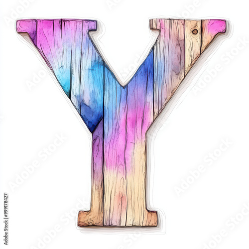 Wallpaper Mural The letter Y in pastel painted wood. Isolated on a white background. Torontodigital.ca