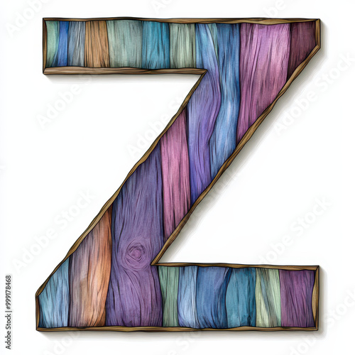 Wallpaper Mural The letter Z in pastel painted wood. Isolated on a white background. Torontodigital.ca