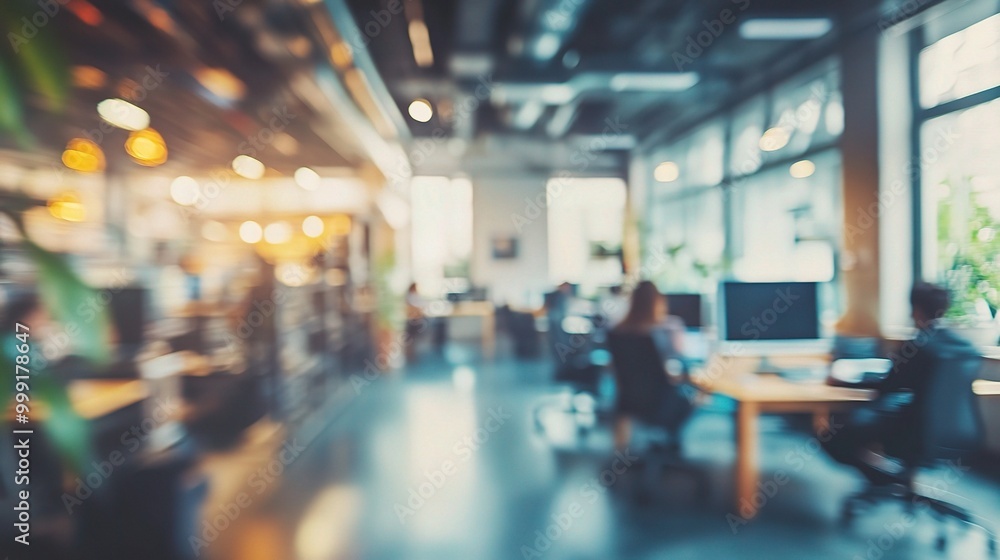 Blurred Office Environment with Activity and Light Blurred Office Environment with Activity and Light