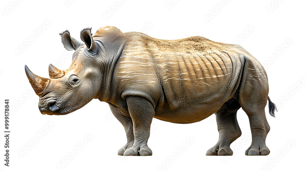 Fototapeta premium Powerful Rhino Standing in Alert Stance