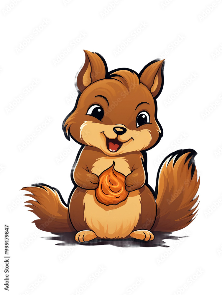 A cute cartoon squirrel holding a piece of toast in its mouth A cute cartoon squirrel holding a piece of toast in its mouth