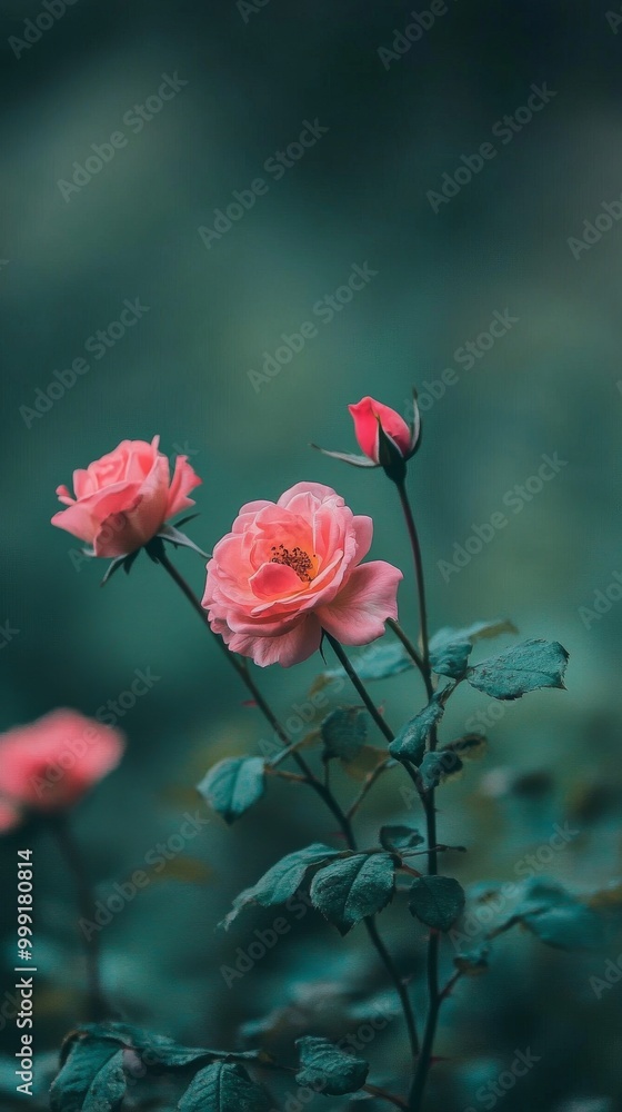 focus photo of pink rose flowers against green background of nature focus photo of pink rose flowers against green background of nature