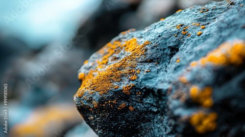 A rock covered in moss and lichen photo