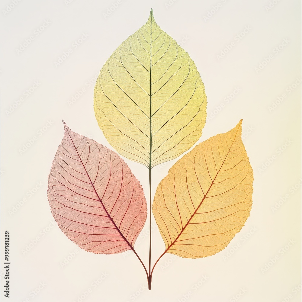 Autumn leaves with intricate veins Autumn leaves with intricate veins