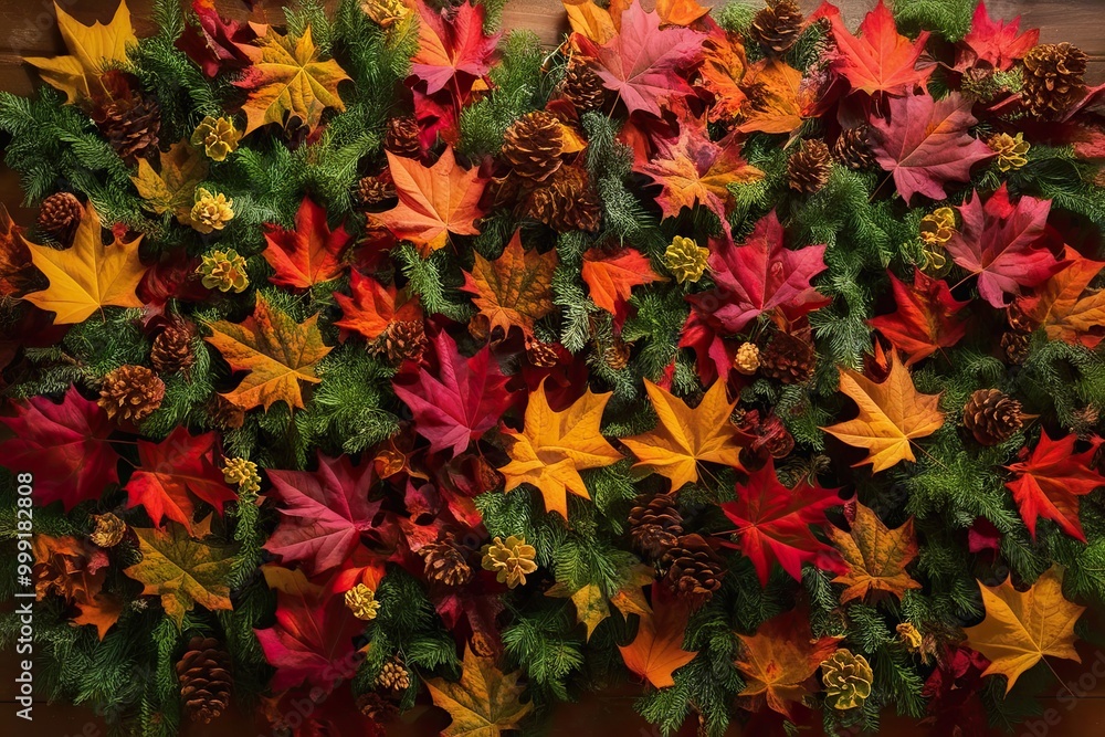 Vibrant Seasonal Foliage Backdrop with Rich Colors and Texture Vibrant Seasonal Foliage Backdrop with Rich Colors and Texture