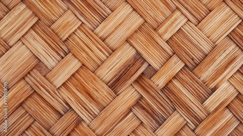 Close-up of woven bamboo mat with natural texture.