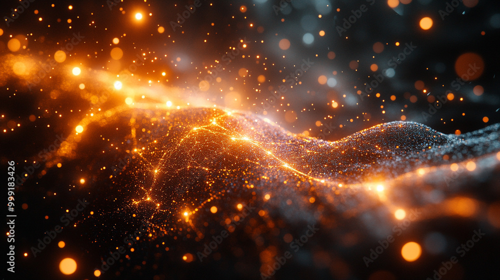 Obraz premium global network, featuring interconnected nodes and pathways. The empty space invites interpretation, symbolizing potential, growth, and the vast possibilities of connection