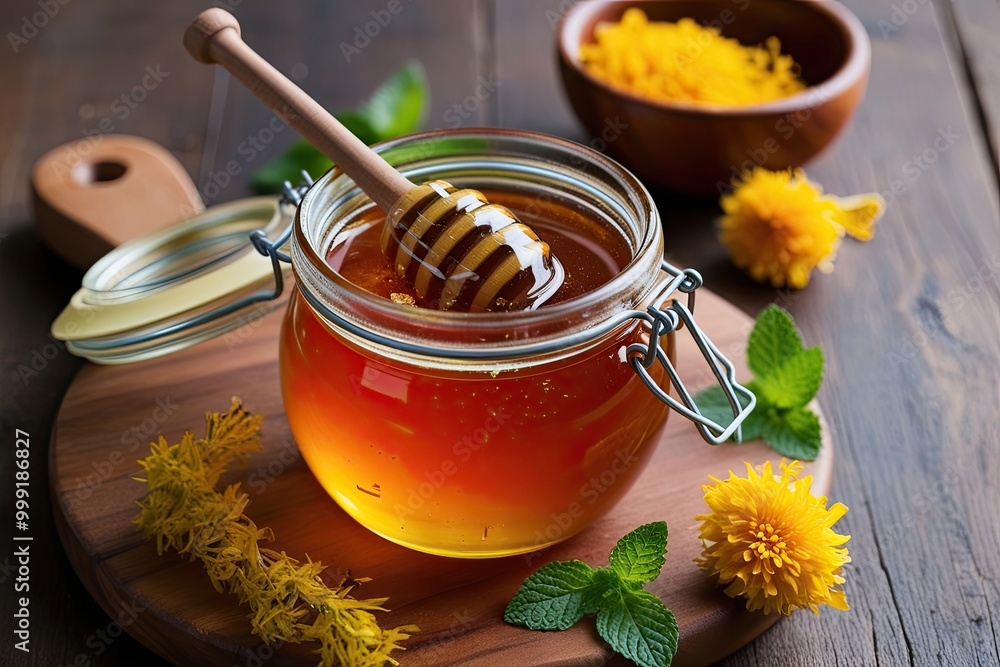 Isolated Jar of Homemade Honey with Fresh Nectar and Natural Ingredients Isolated Jar of Homemade Honey with Fresh Nectar and Natural Ingredients