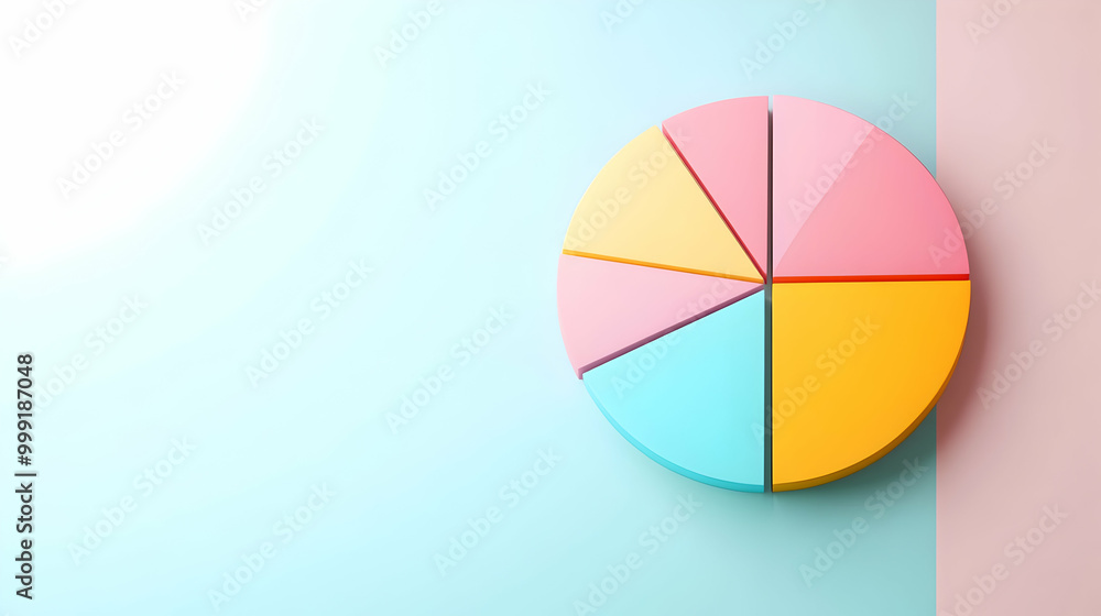 Obraz premium Colorful Pie Chart on Pastel Background