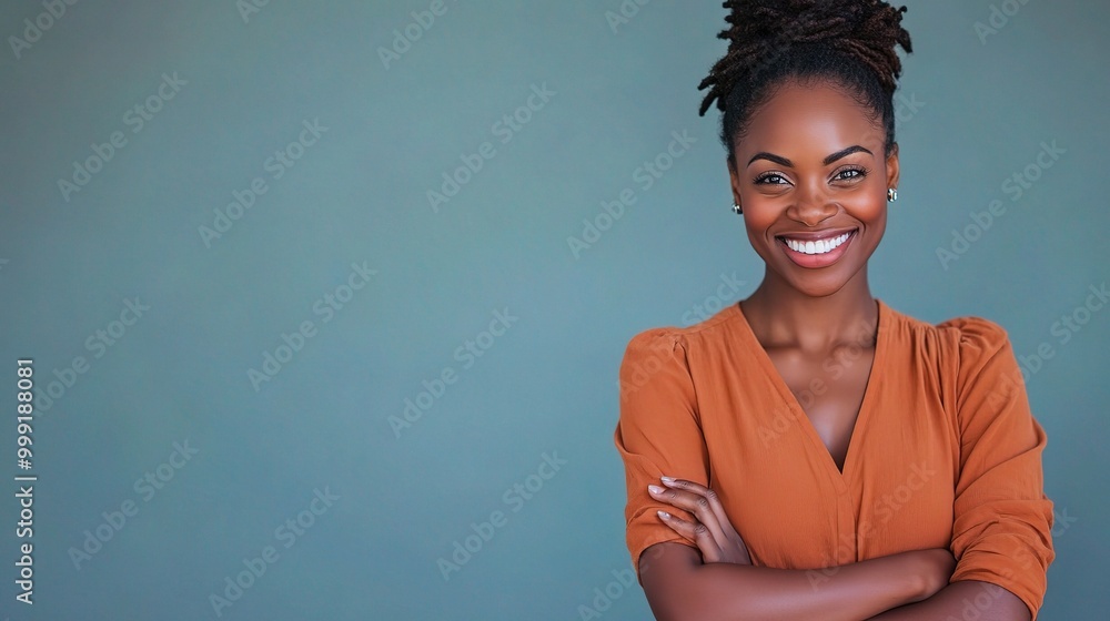 Obraz premium Confident Woman Smiling with Arms Crossed