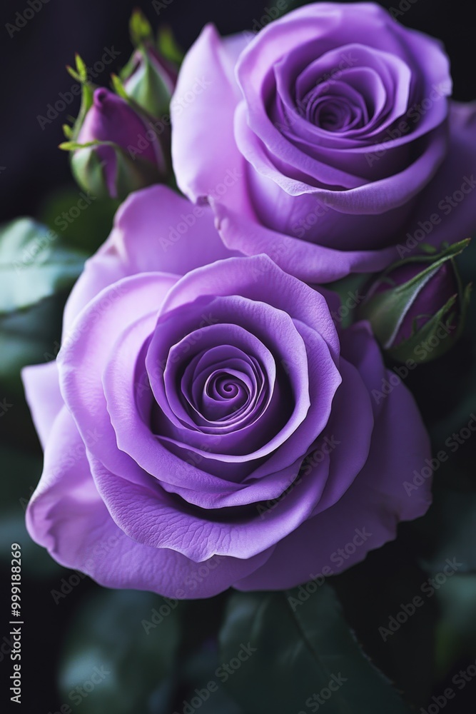 Vibrant purple roses in bloom Vibrant purple roses in bloom