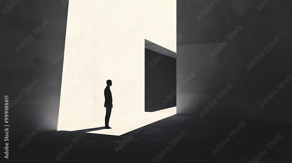 Fototapeta premium Minimalism style with chiaroscuro effect. Chiaroscuro. Illustration