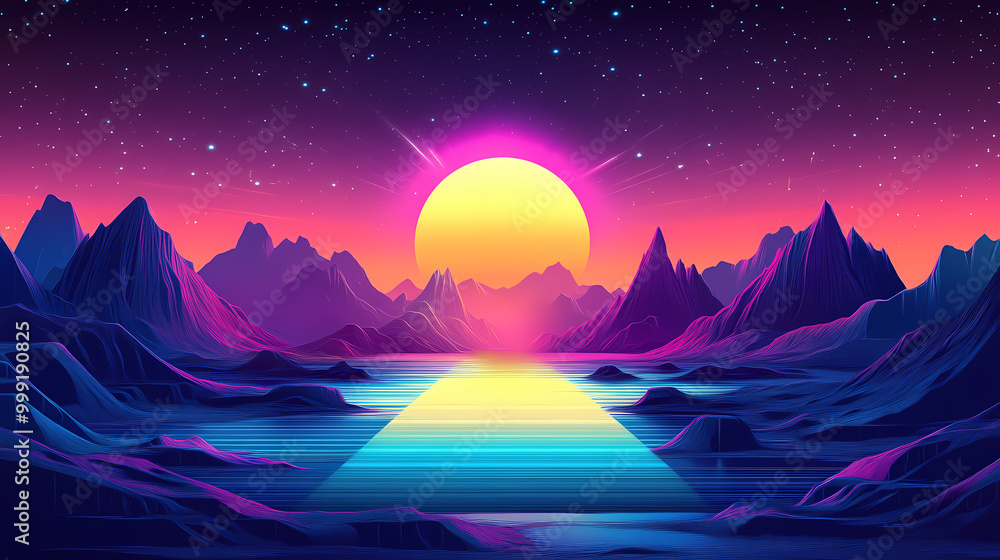 Retro background futuristic landscape style. digital retro landscape cyber surface. party background. retro fashion science fiction background summer landscape. Retro Illustration Retro background futuristic landscape style. digital retro landscape cyber surface. party background. retro fashion science fiction background summer landscape. Retro Illustration