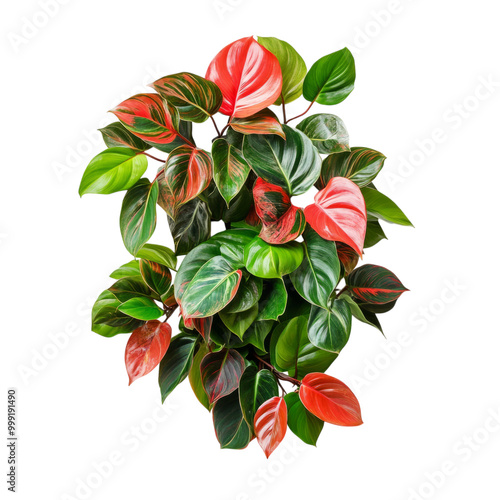 Beautiful red and white rose bouquet isolated on white background, perfect for floral arrangements or as a gift