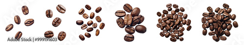 Coffee bean png cut out element set