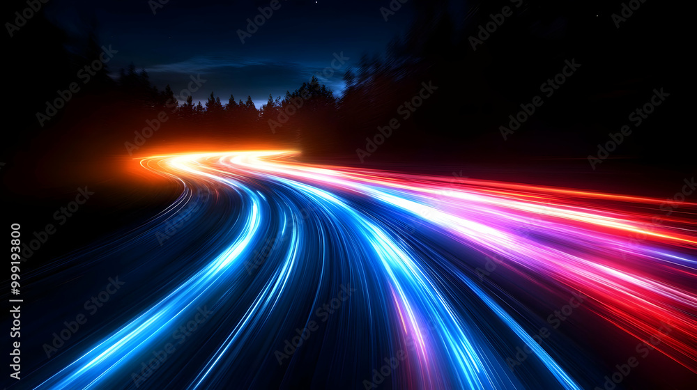 Night Road with Colorful Speed Trails: A Cinematic Adventure Night Road with Colorful Speed Trails: A Cinematic Adventure