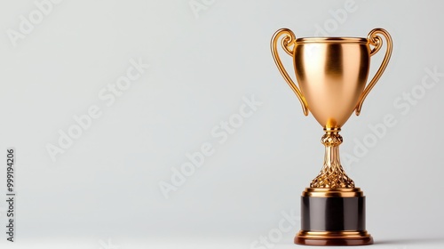 Golden Trophy Award on White Background Winner Success Celebration