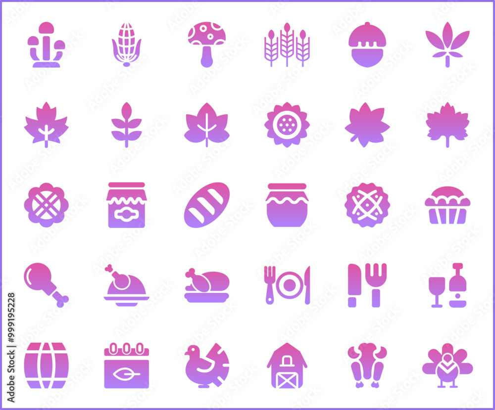 Set of Thanksgiving Icons line style. Contains such Icons as autumn, food, drink, celebration, Pilgrims, decorations, farming, gifts, nature, produce And Other Elements. Set of Thanksgiving Icons line style. Contains such Icons as autumn, food, drink, celebration, Pilgrims, decorations, farming, gifts, nature, produce And Other Elements.