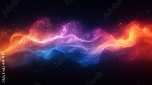 Abstract background with vibrant flowing colors in red, orange, pink, and blue.