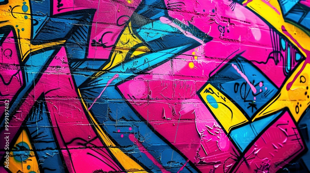 Bright Pop Art Graffiti Wall Textured Background Wallpaper Design with Vivid Neon Color Palette Bright Pop Art Graffiti Wall Textured Background Wallpaper Design with Vivid Neon Color Palette