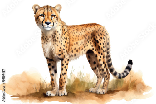 Elegant cheetah watercolor illustration