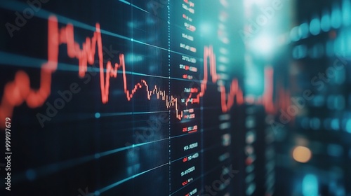 Wallpaper Mural Abstract Data Visualization with Graph Lines and Numbers Torontodigital.ca