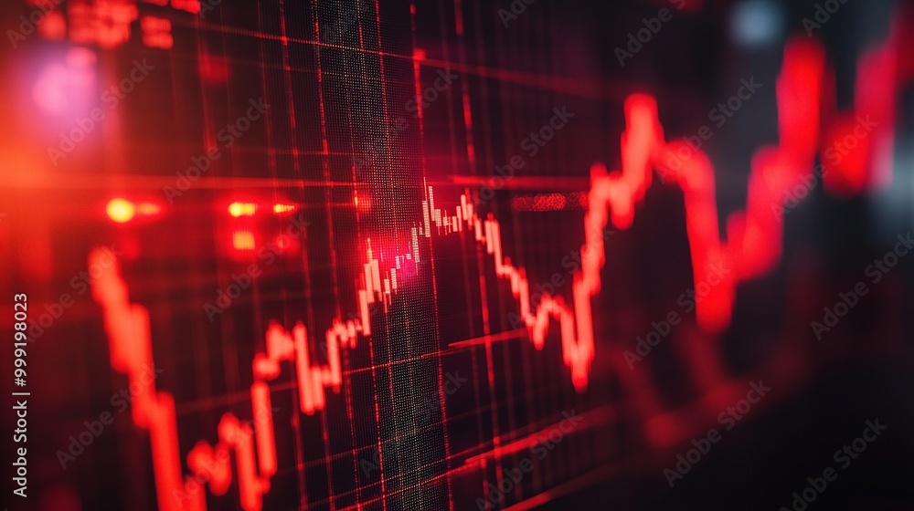 Dynamic Red Stock Market Chart Visualization Dynamic Red Stock Market Chart Visualization