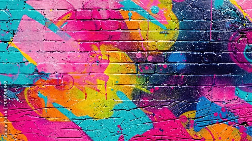 Vivid Neon Color Palette: Bright Pop Art Graffiti Wall Textured Background Wallpaper Design Vivid Neon Color Palette: Bright Pop Art Graffiti Wall Textured Background Wallpaper Design
