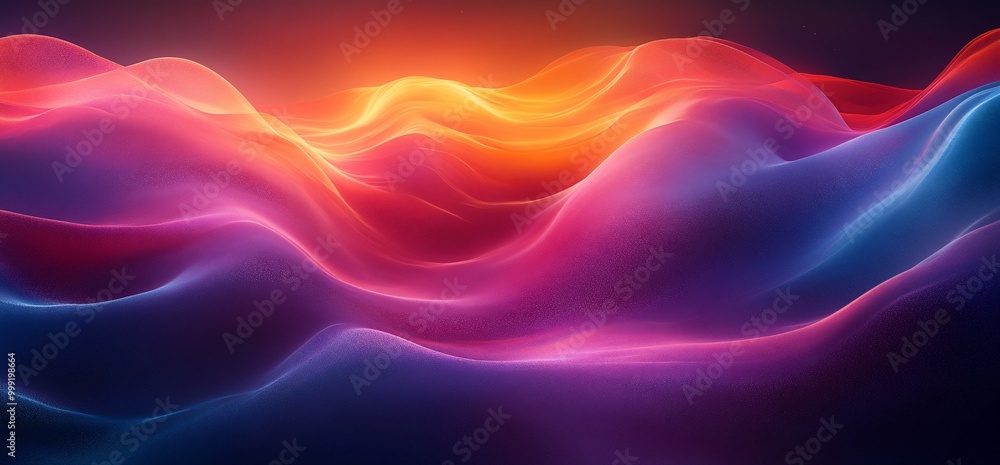 Abstract colorful glowing waves in a dark background. Abstract colorful glowing waves in a dark background.