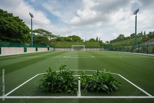 Wallpaper Mural Lush Vegetation on a Soccer Pitch in an Unoccupied Athletic Venue Torontodigital.ca