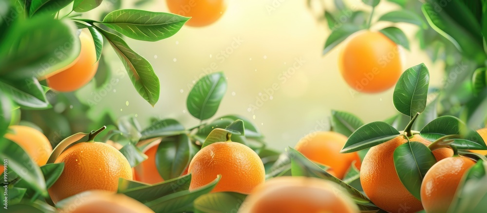 Fresh Ripe Tangerines With Green Leaves On Table Fresh Ripe Tangerines With Green Leaves On Table