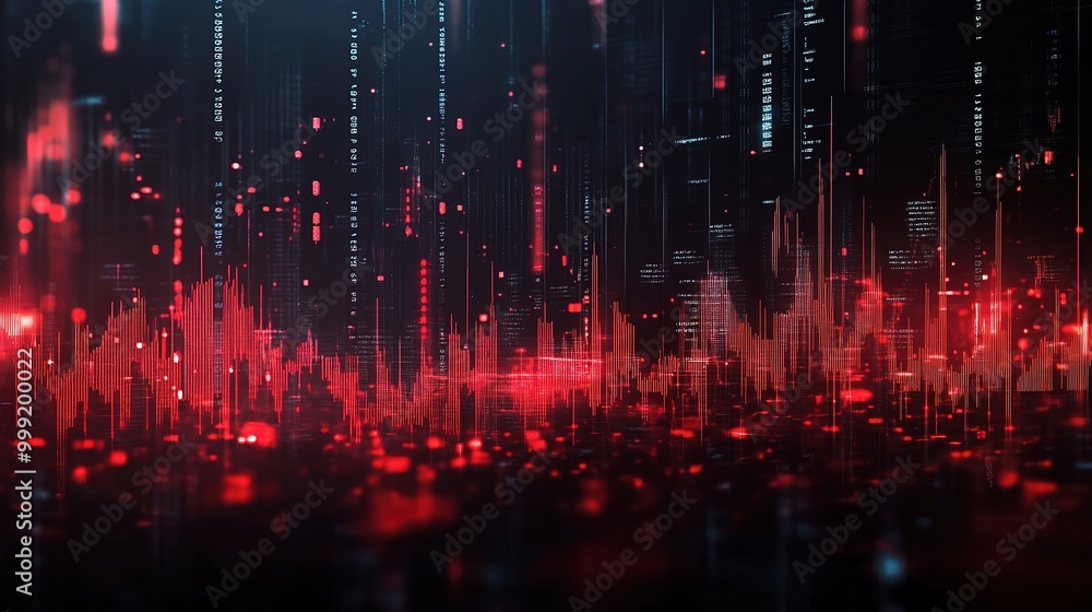 Abstract Digital Visualization with Red Highlights Abstract Digital Visualization with Red Highlights
