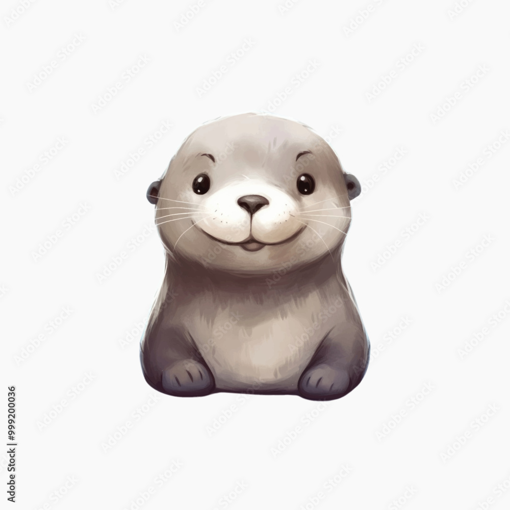 Fototapeta premium Cute cartoon otter illustration