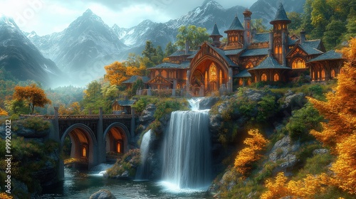 A magical visit to Rivendell, the elven haven where nature and elegance intertwine beneath a serene, golden glow
