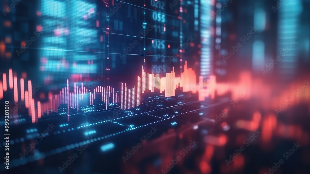 Fototapeta premium Data Visualization with Neon Elements and Waveform Design