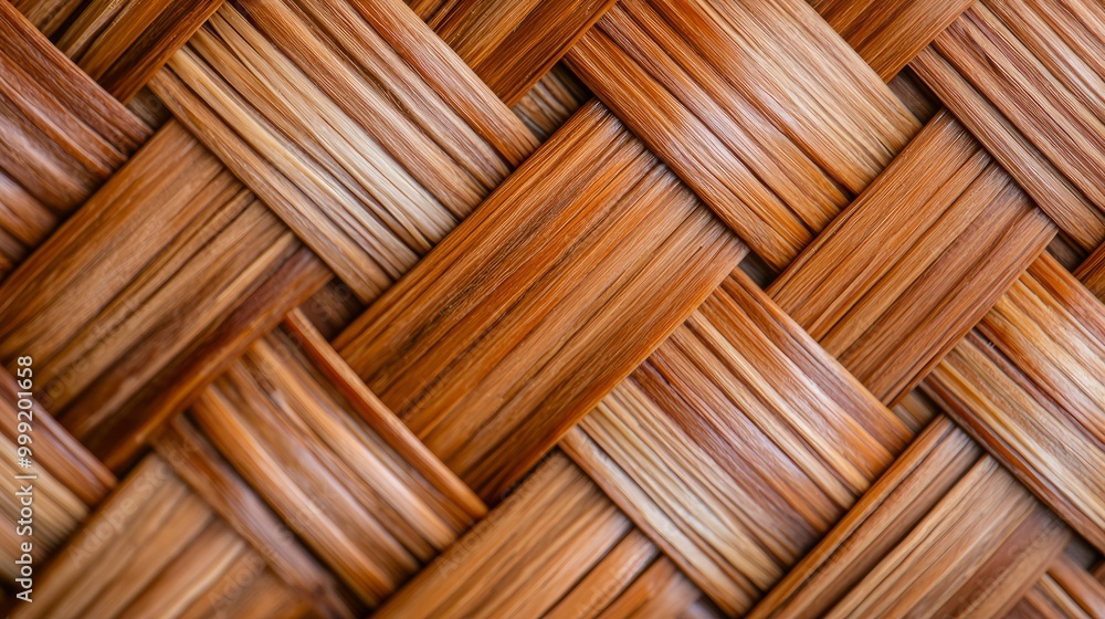Close-up of a woven rattan pattern with a natural brown color. Close-up of a woven rattan pattern with a natural brown color.