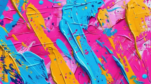 Graffiti Wall Background Design: Bright Pop Art Textured Wallpaper with Vivid Neon Colors