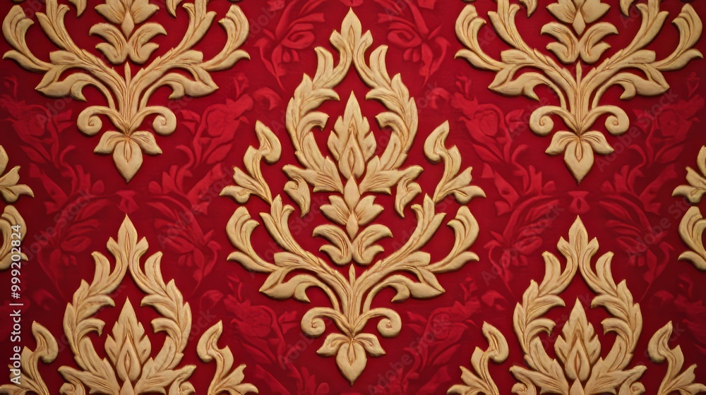 Elegant red and gold damask pattern. Elegant red and gold damask pattern.