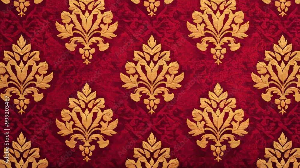 Red and gold damask pattern wallpaper. Red and gold damask pattern wallpaper.