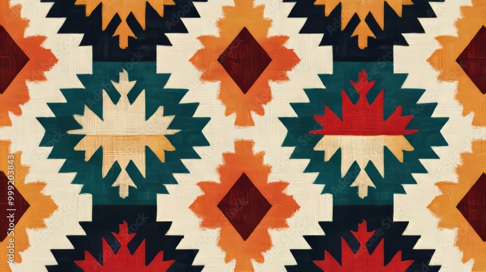 Seamless pattern of colorful geometric shapes in an ethnic style. Seamless pattern of colorful geometric shapes in an ethnic style.