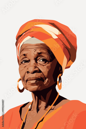 Vibrant elderly woman portrait art